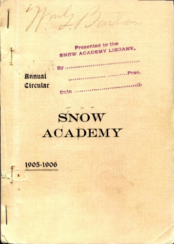 Snow College Catalogs 1905-1906